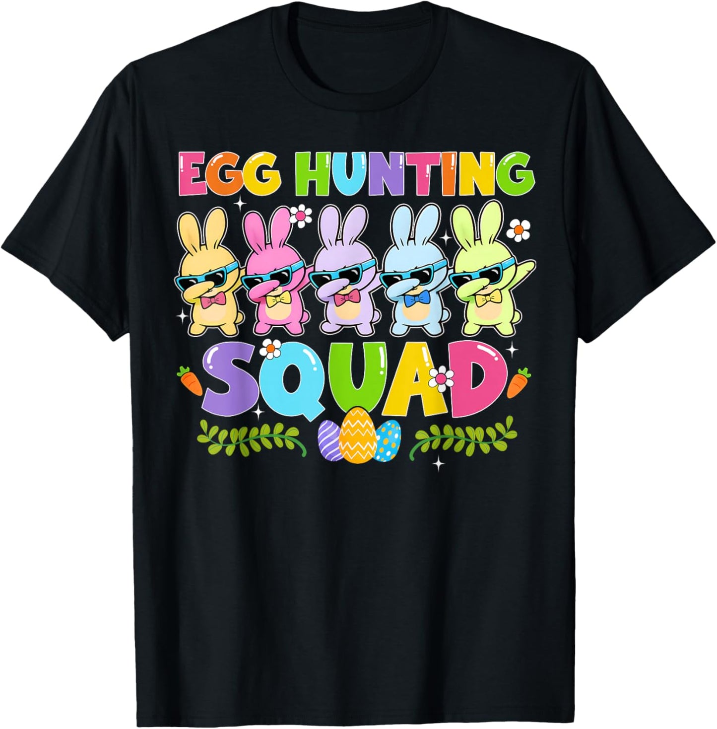 Happy Easter Day Bunny Egg Hunting Squad Boy Girl Kid T-Shirt - T-Shirt | Black