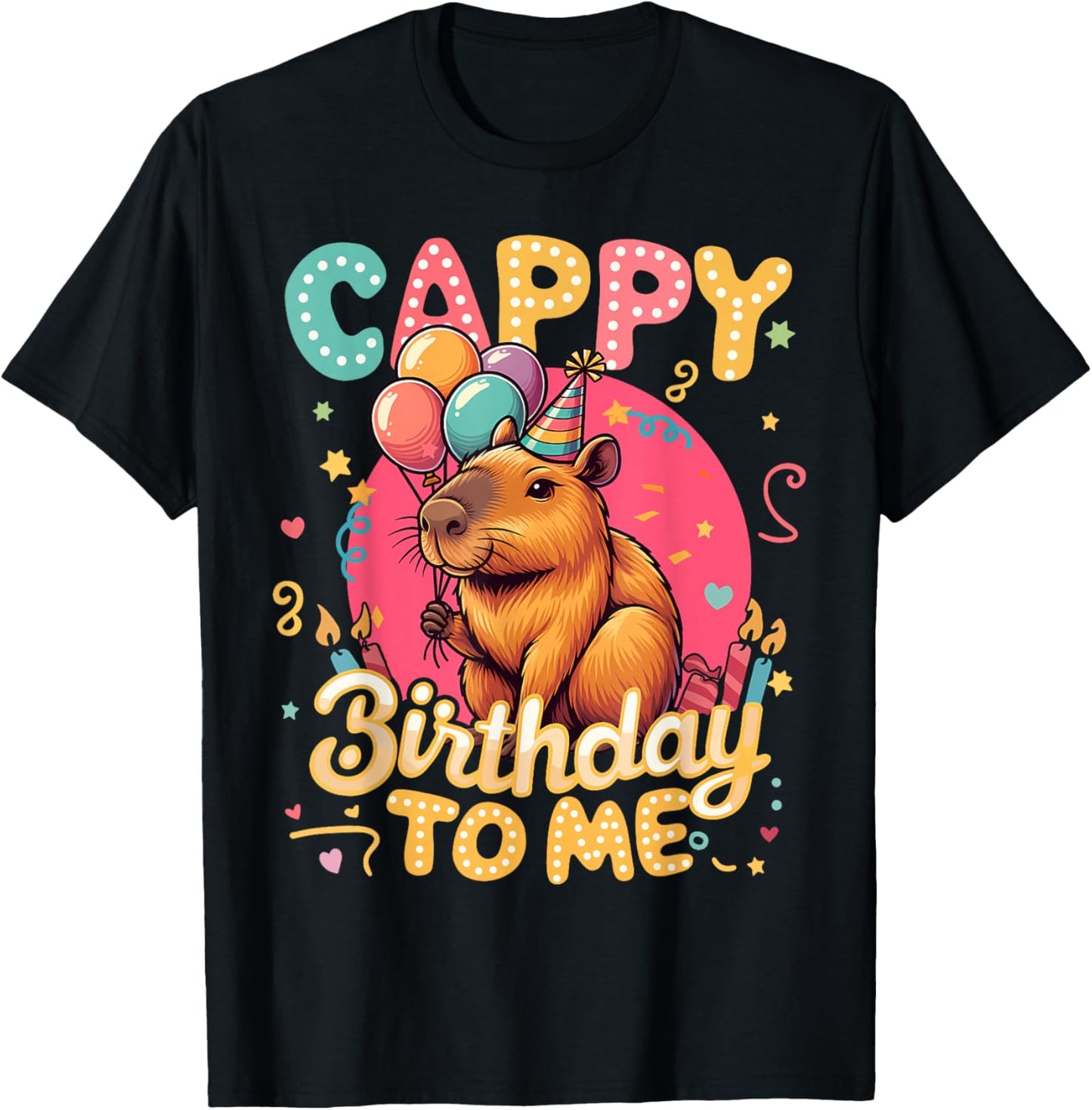 Cappy Birthday to Me Capy Birthday Cute Capybara Boys Girls T-Shirt - T-Shirt | Black