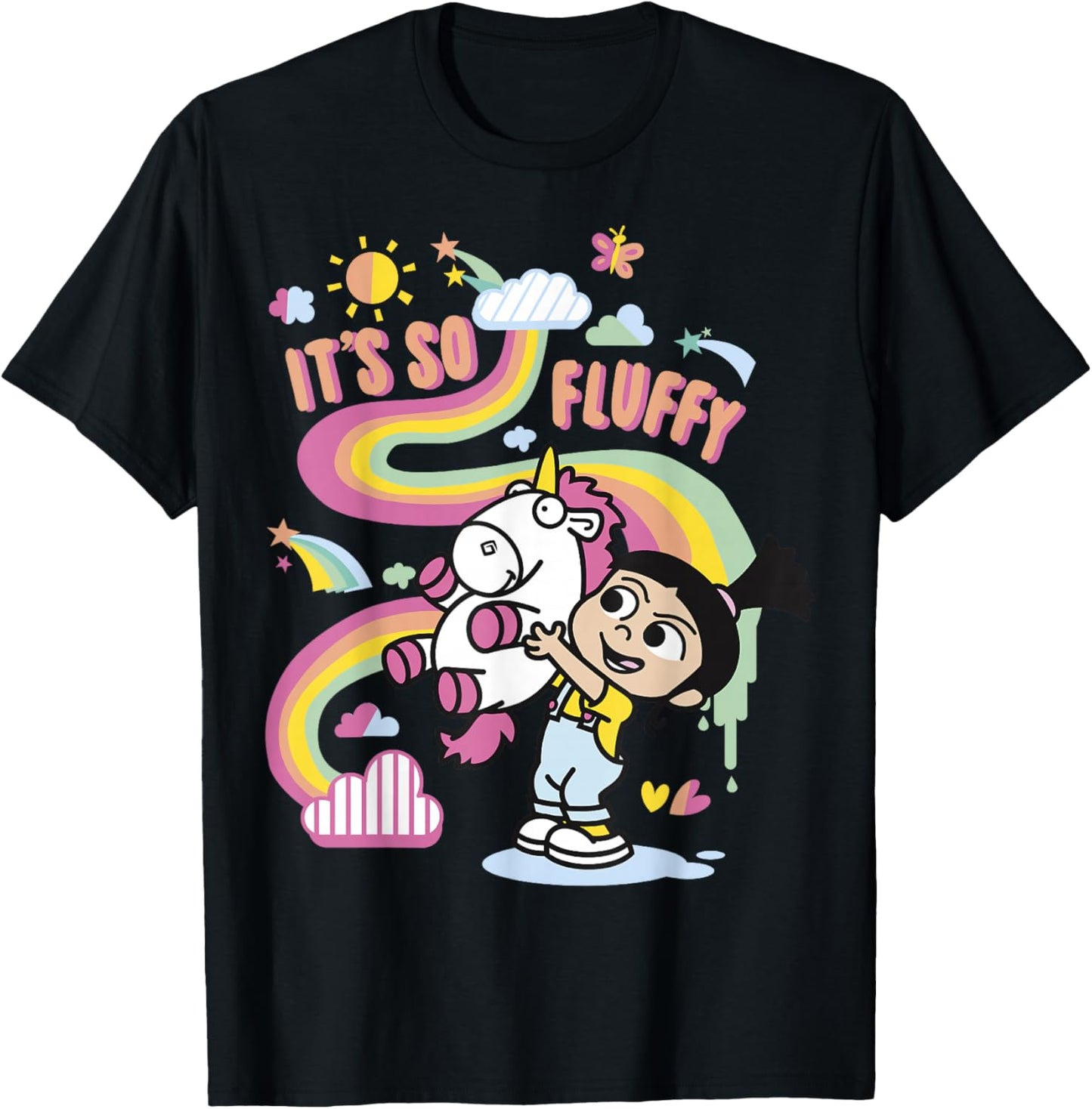 Despicable Me Minions Agnes Unicorn Rainbow T-Shirt - T-Shirt | Black