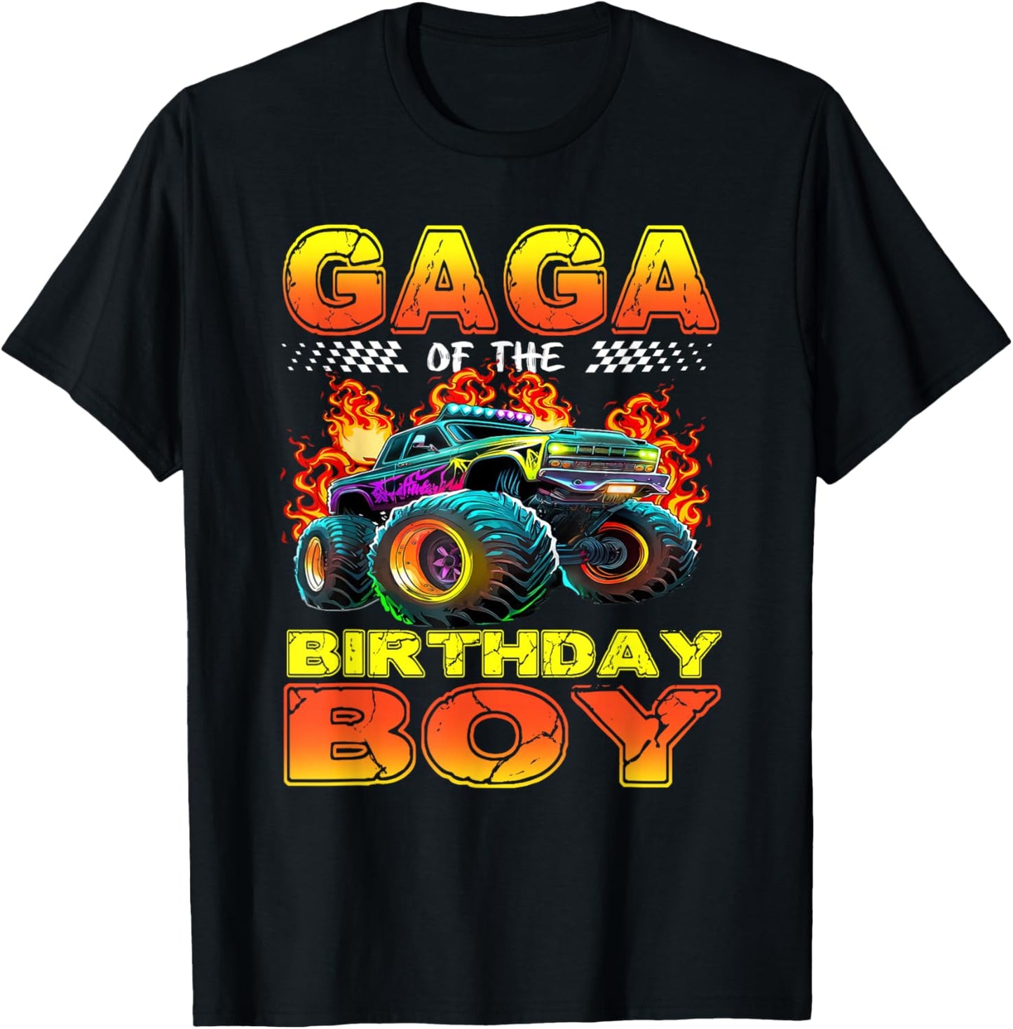 Gaga of The Birthday Boy Monster Truck Birthday Family T-Shirt - T-Shirt | Black