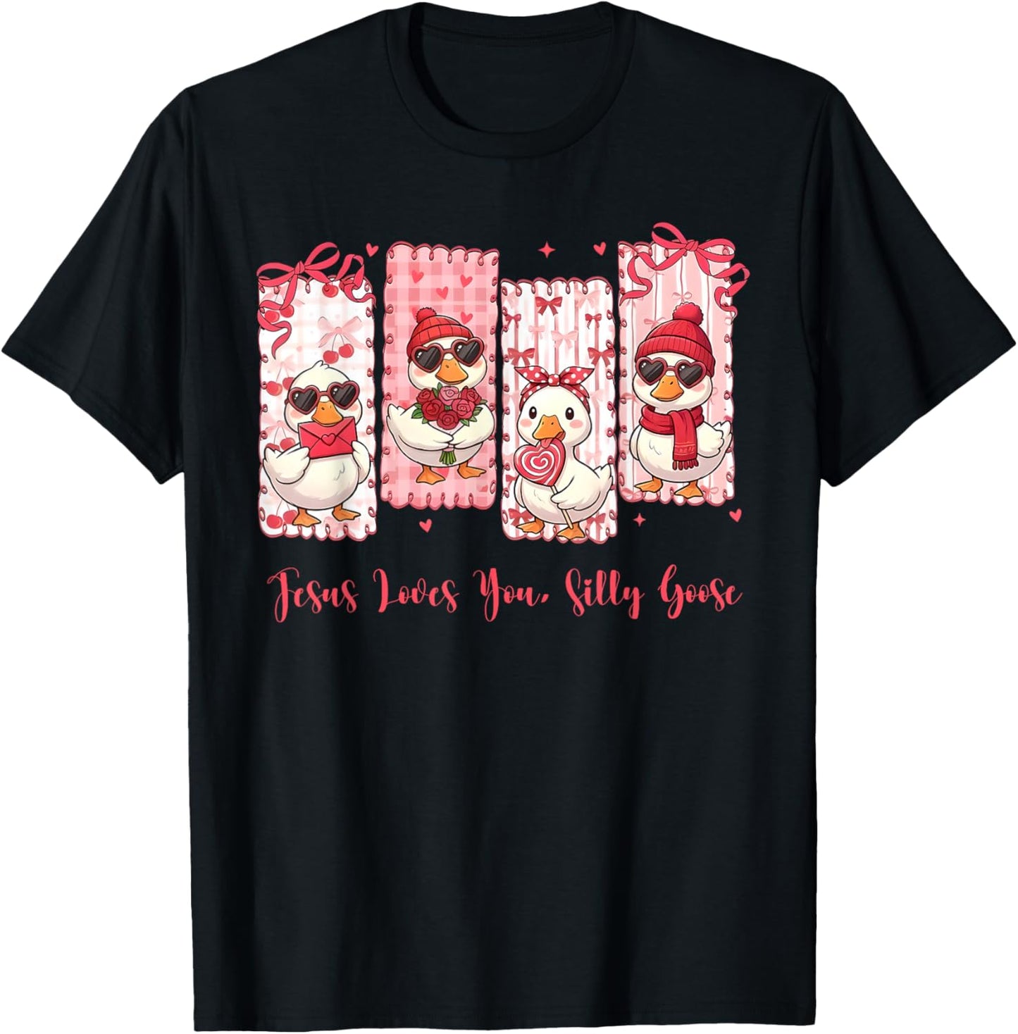 Just A Lovely Goose Cute Silly Goose Valentine's Day T-Shirt - T-Shirt | Black