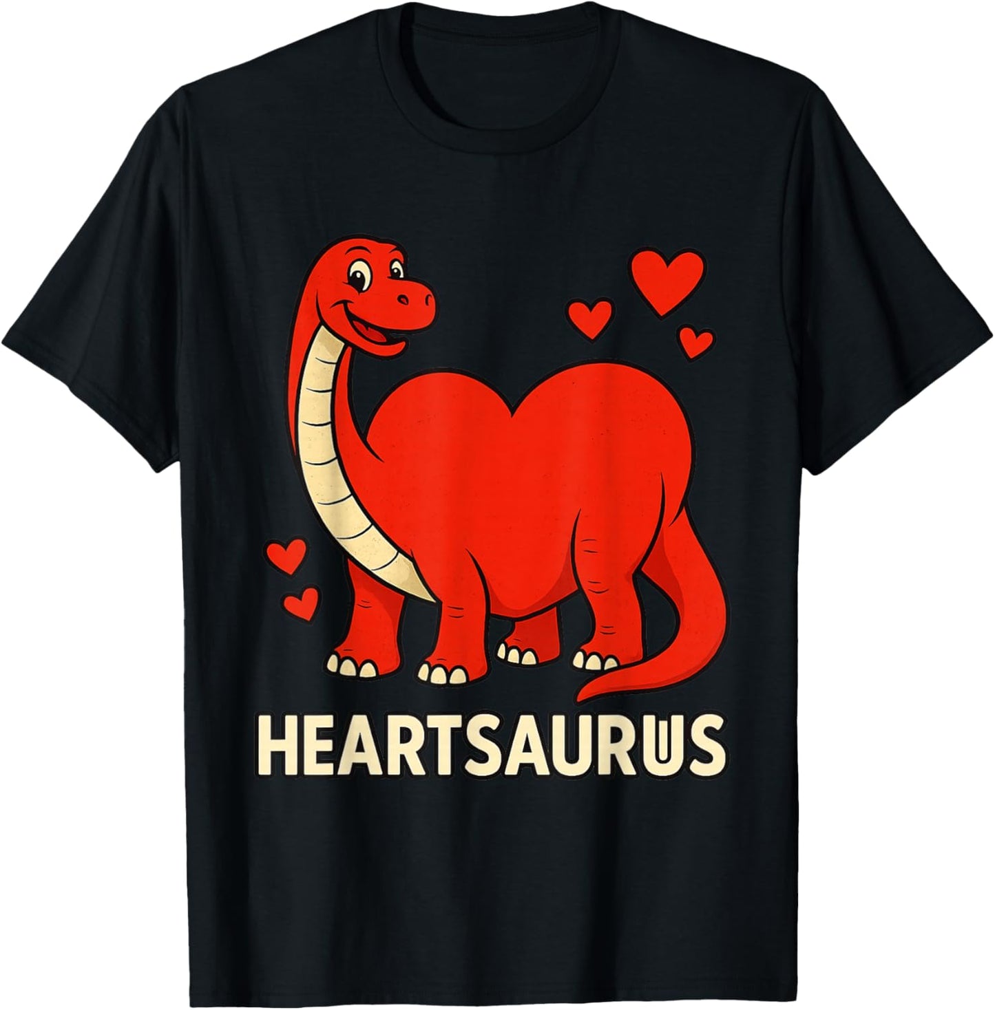 Heartsaurus Valentines Day Cute Brontosaurus Love Dinosaur T-Shirt - T-Shirt | Black