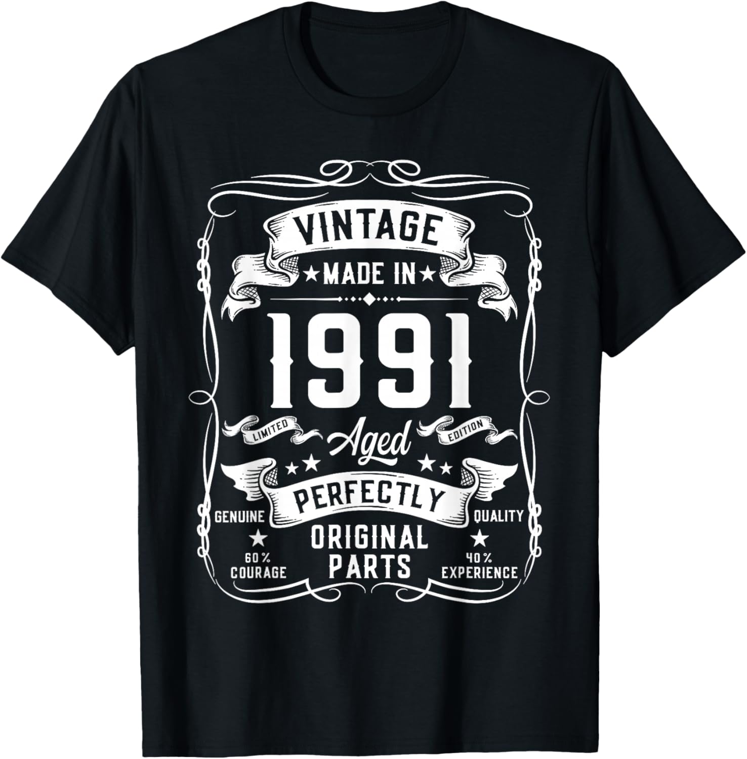 Vintage 1991 35yr 35th Birthday Gifts 35 Years Old T-Shirt - T-Shirt | Black