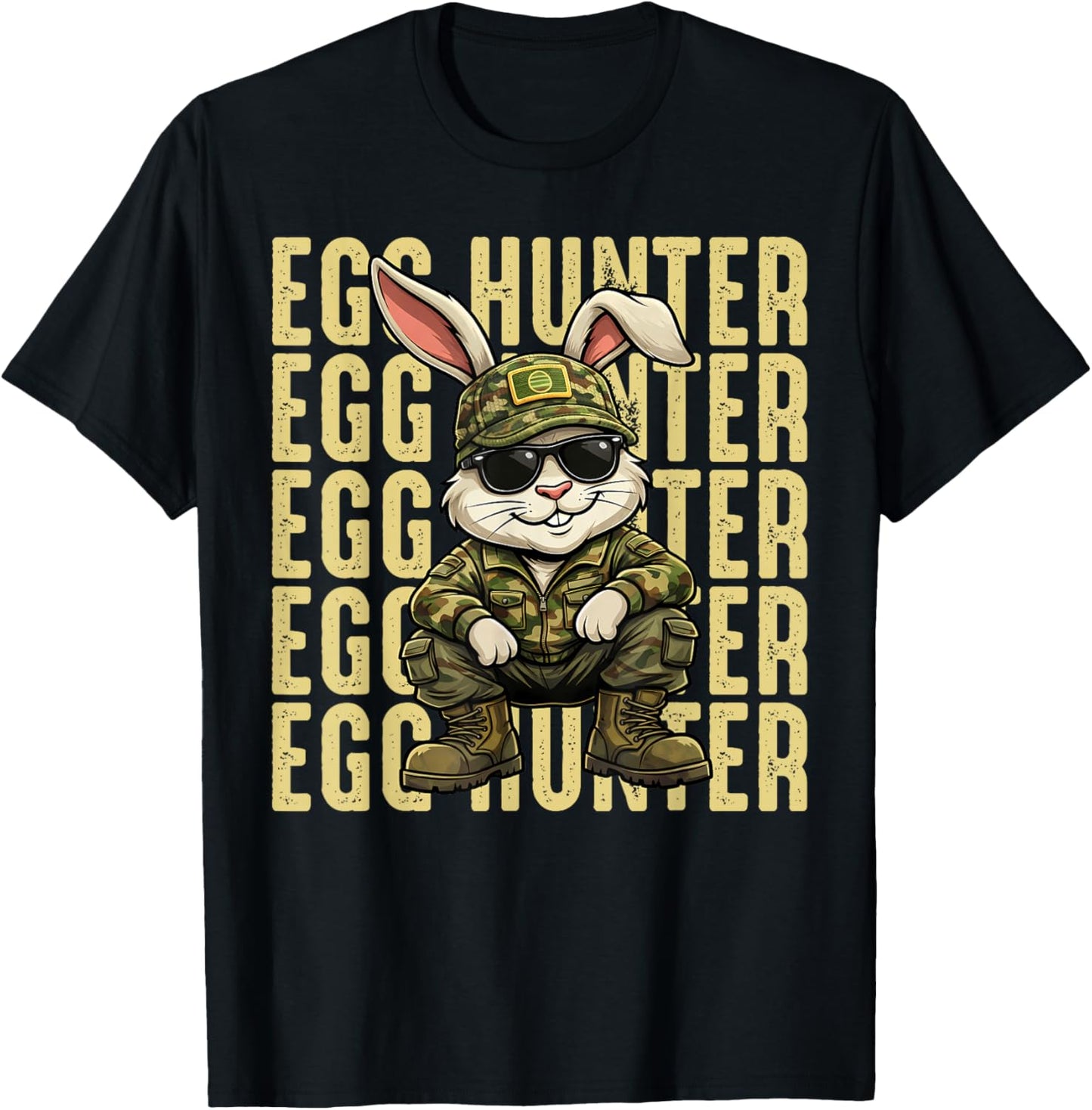 Easter Egg Hunter Camo Hunting Easter Day T-Shirt - T-Shirt | Black