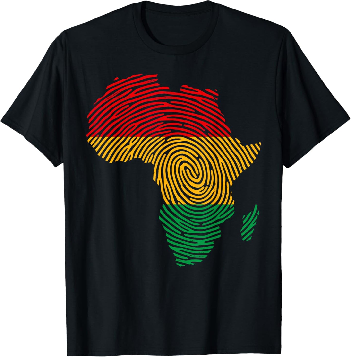 African Heritage Fingerprint Map Roots Pride Graphics T-Shirt - T-Shirt | Black
