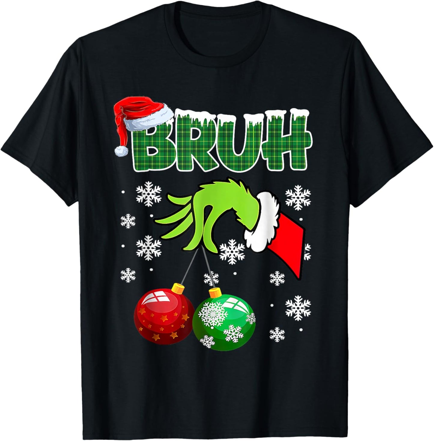 Xmas Bruh Funny Saying Teens Boys Kids Christmas Pajamas T-Shirt - T-Shirt | Black