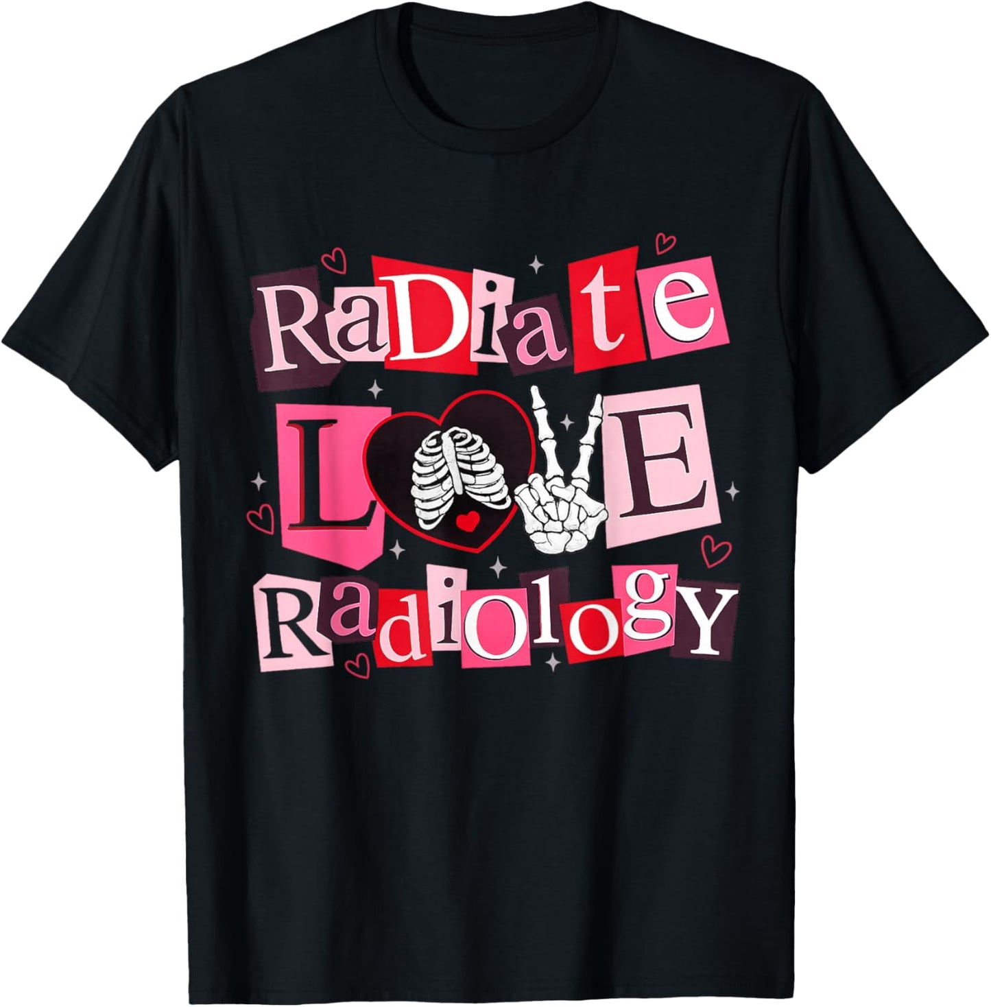 Radiate Love Radiology Shirt Rad Tech Valentines Skeleton T-Shirt - T-Shirt | Black