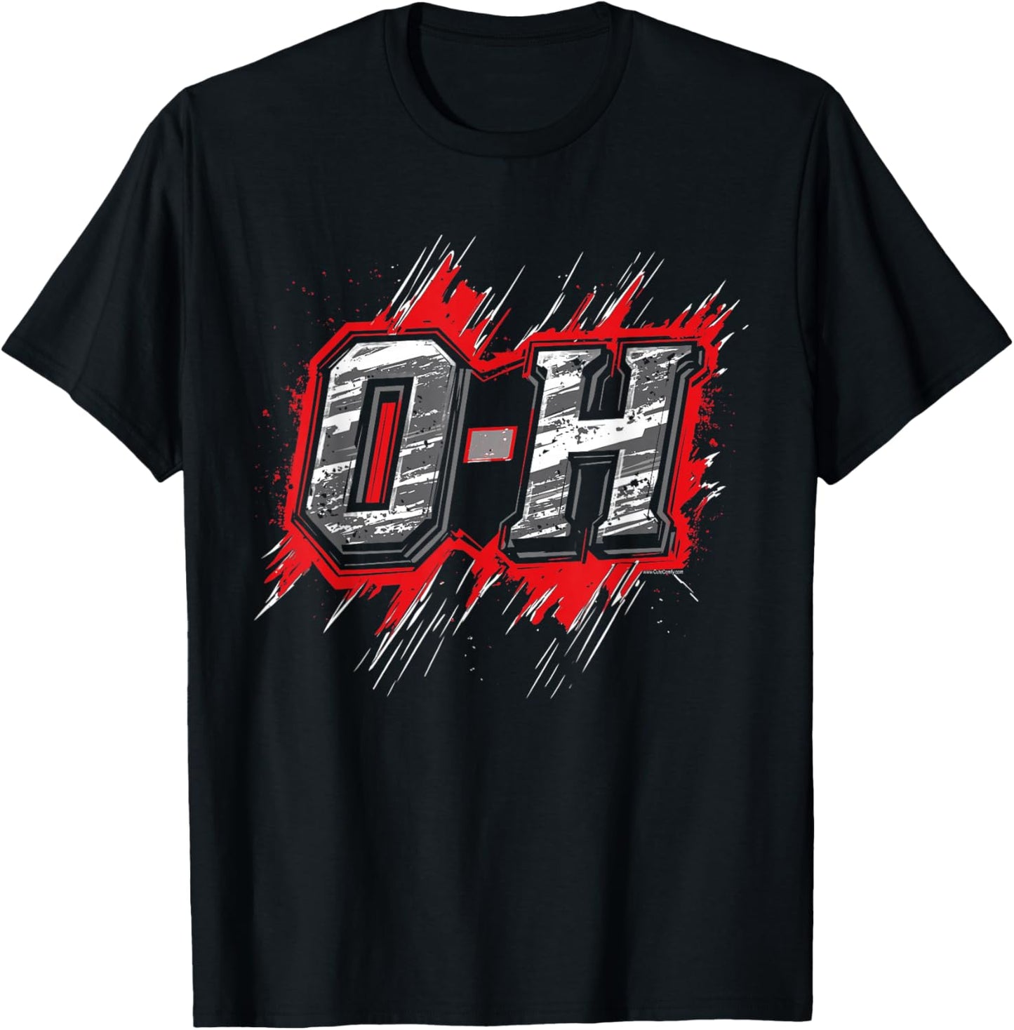 Ohio O-H Letters Dynamic Red Black Buckeye Men Home State T-Shirt - T-Shirt | Black