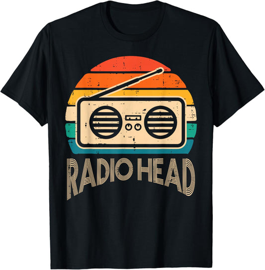 Radio Sunset Head Vintage Cassette Player Men Women Kids T-Shirt - T-Shirt | Black