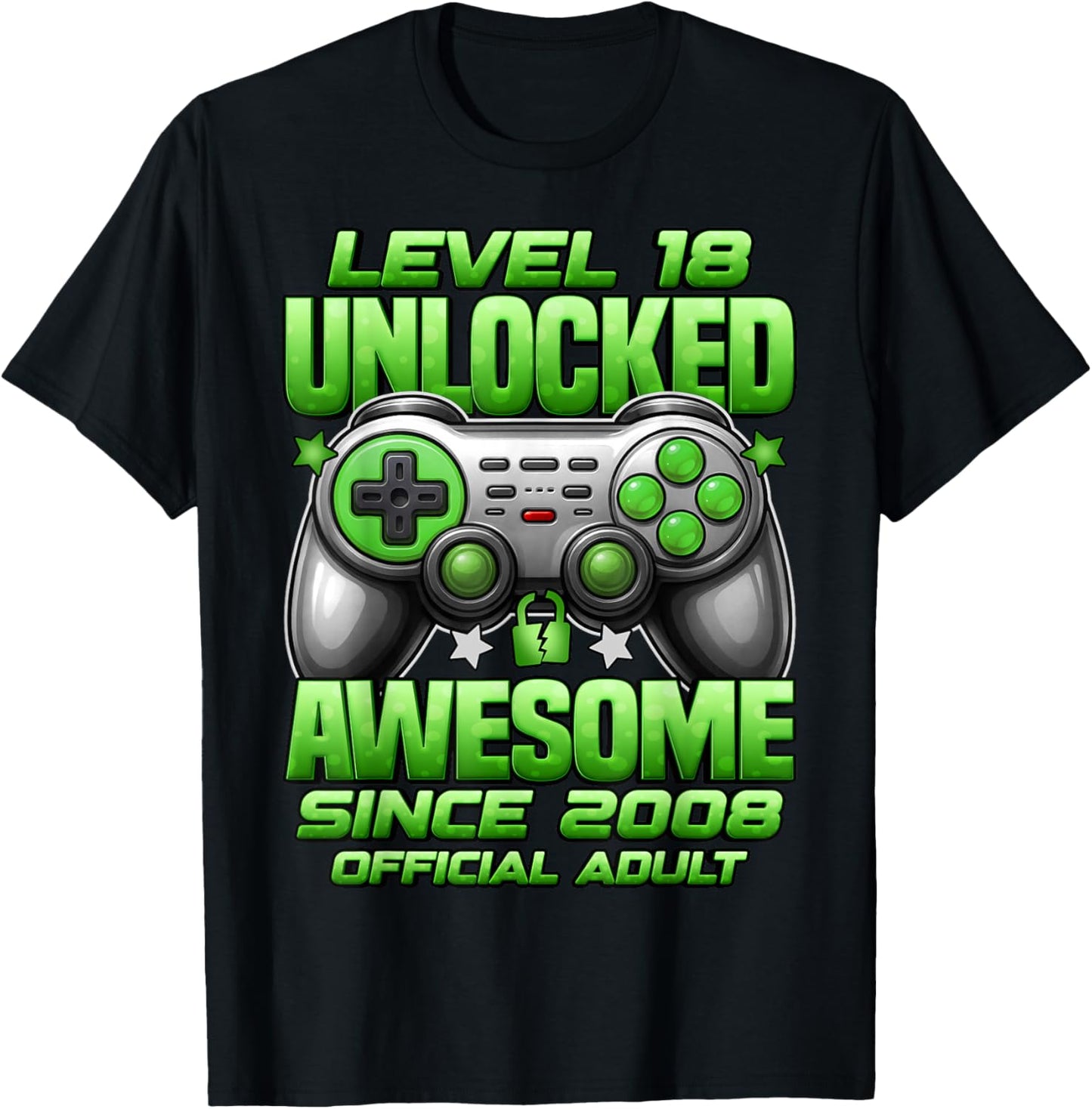 Official Adult Level 18 Unlocked Boys 18th Birthday Boy T-Shirt - T-Shirt | Black