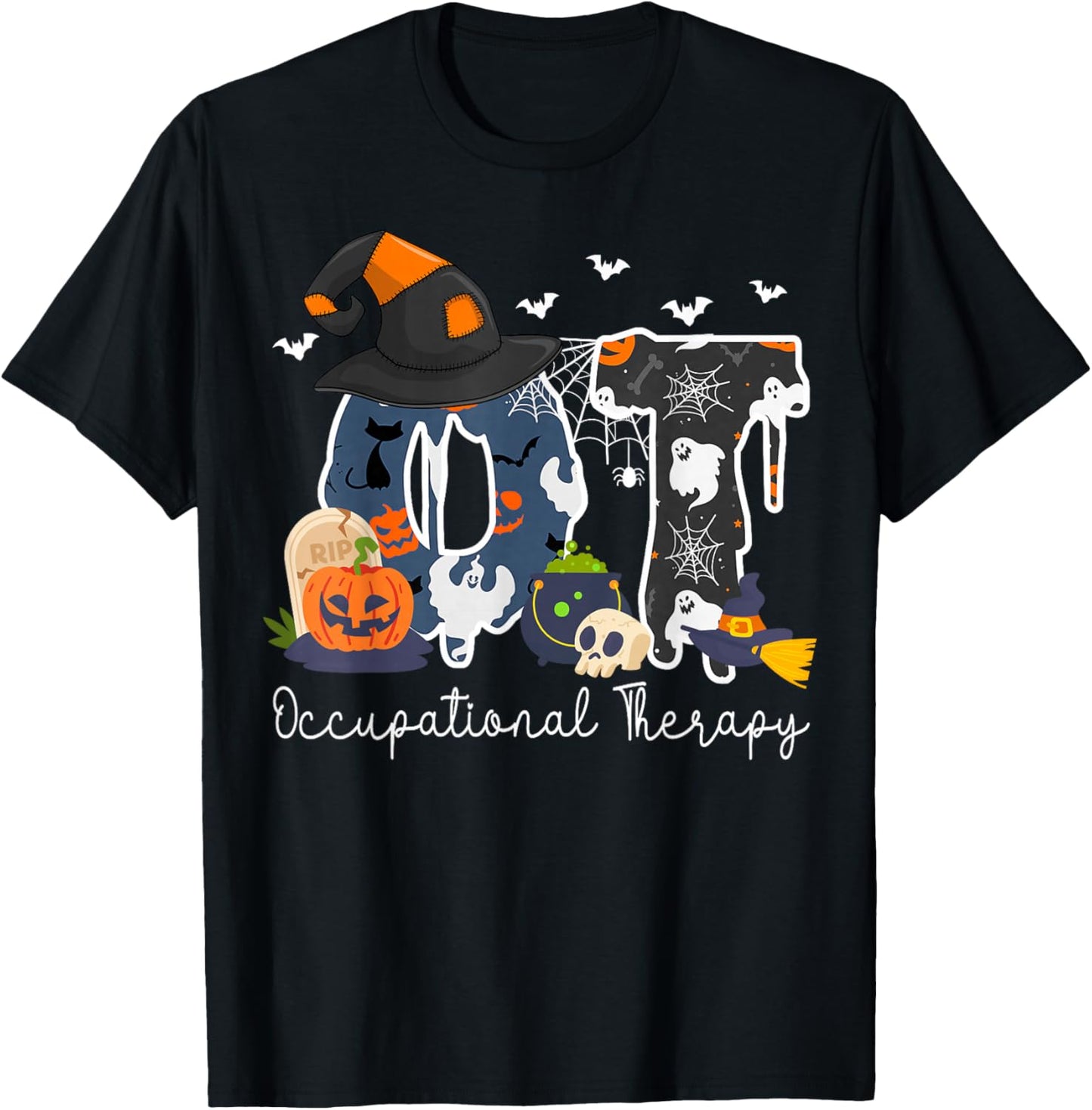 Halloween Occupational Therapy Ghost Spooky Nurse OT T-Shirt - T-Shirt | Black