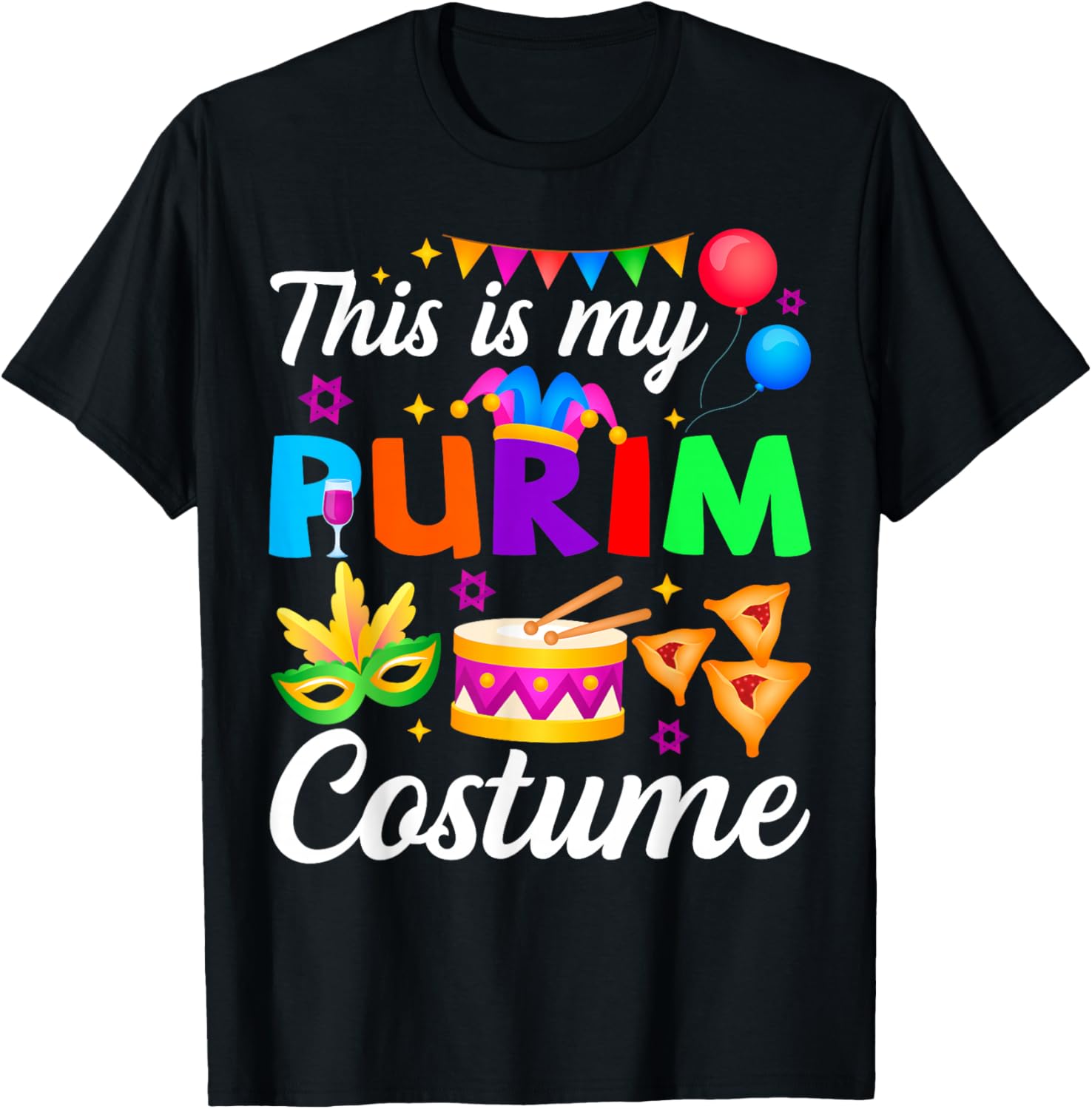 This is My Purim Costume Hamantash Hamantaschen Jewish PJS T-Shirt - T-Shirt | Black