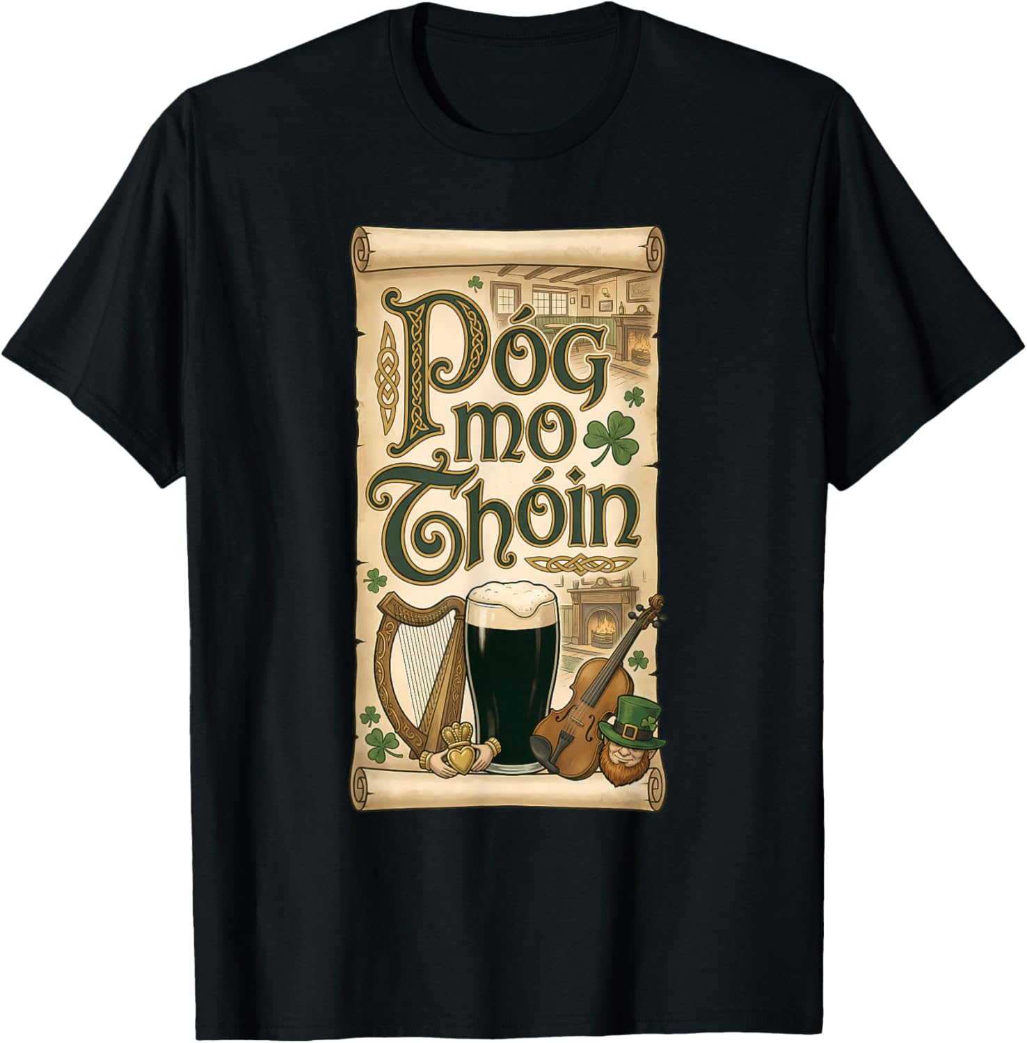 Irish Pub Phrase Póg Mo Thóin St Patricks Day T-Shirt - T-Shirt | Black