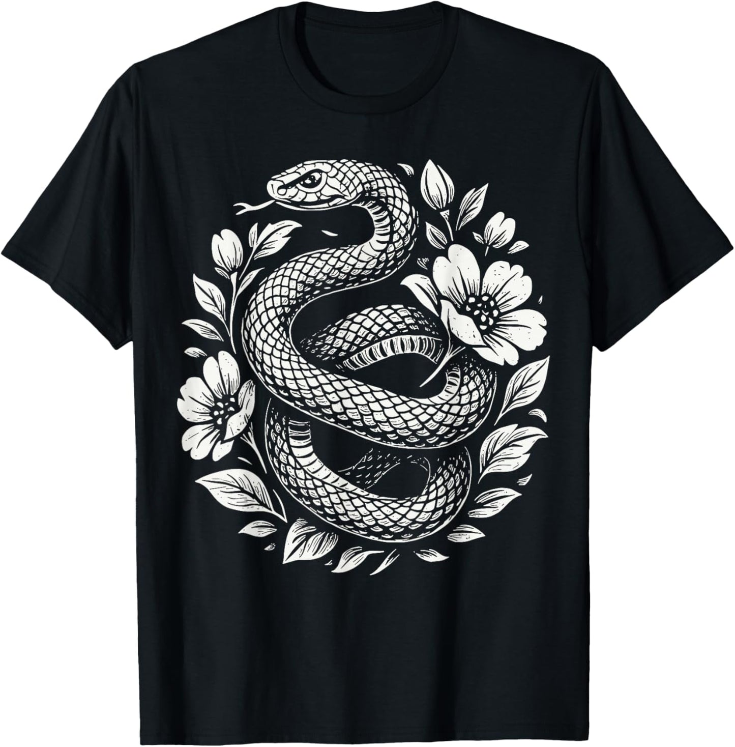 Floral Snake T-Shirt - T-Shirt | Black
