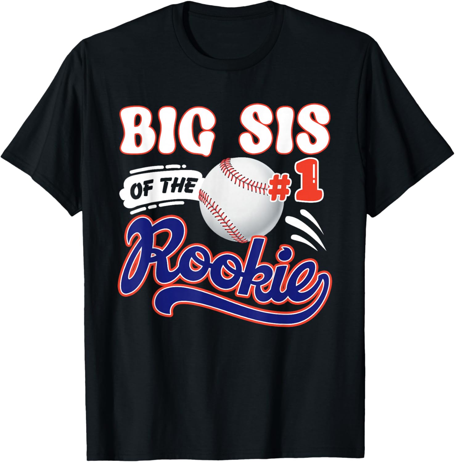 Big Sis Rookie of Year 1st Birthday Baseball Theme Matching T-Shirt - T-Shirt | Black
