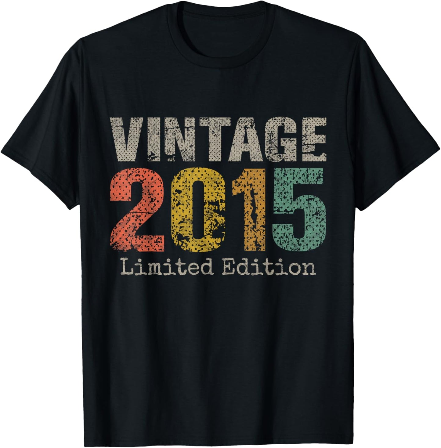 Vintage 2015 Text 11th Birthday Gift Boy Girl 11 Year Old T-Shirt - T-Shirt | Black
