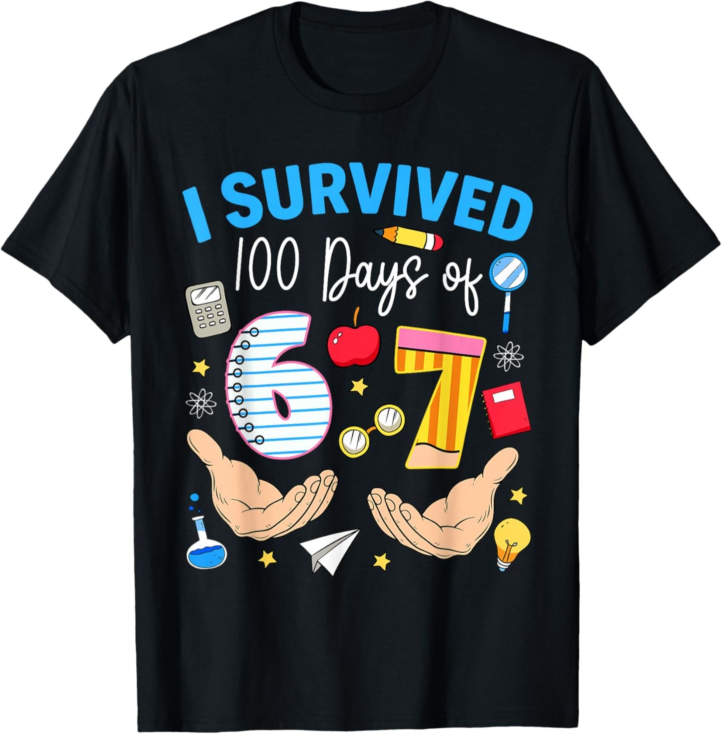 100 Days of School Teacher Boy Kid I Survived 100 Days of 67 T-Shirt - T-Shirt | Black