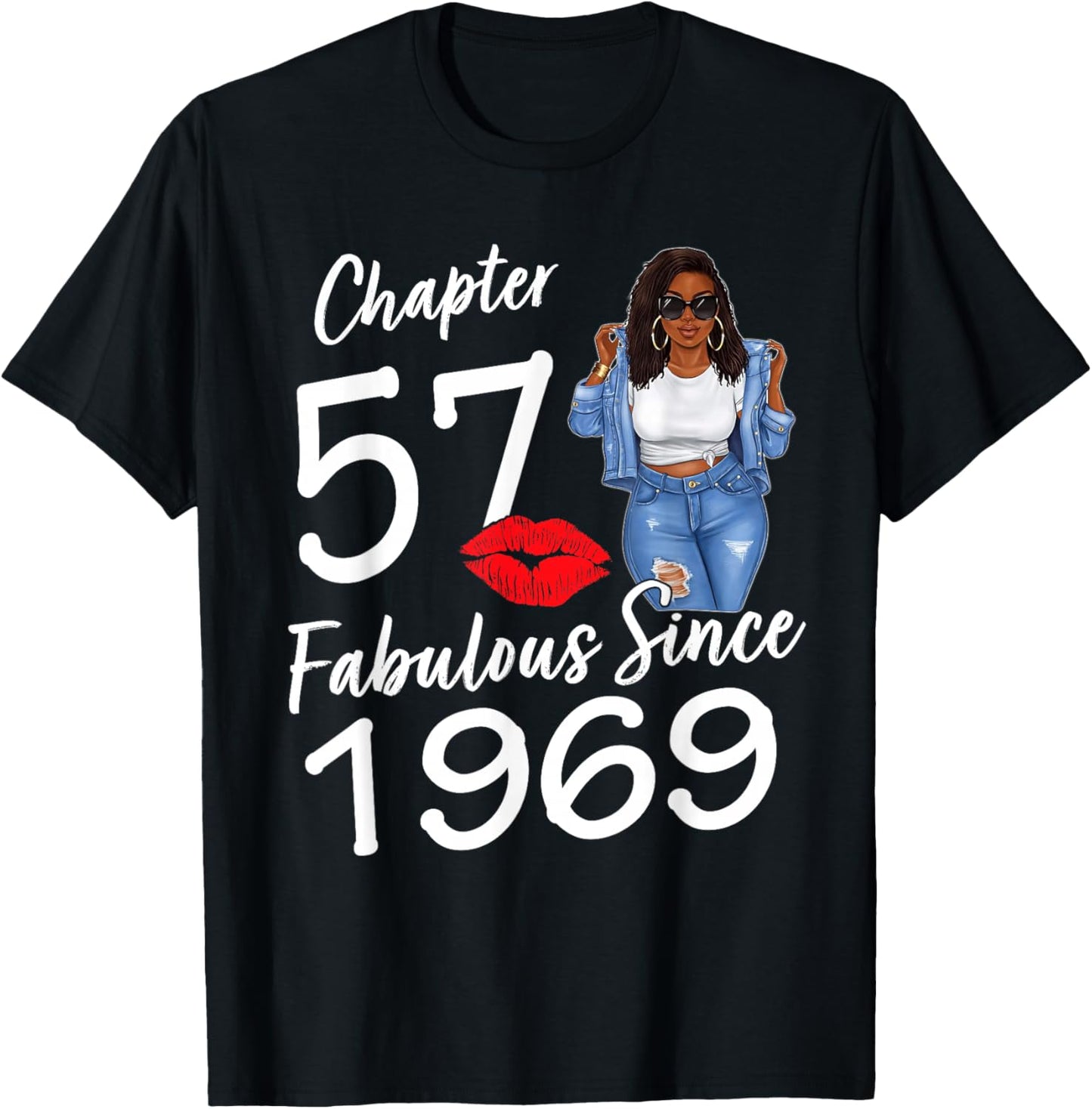 Chapter 57 Fabulous Since 1969 Black Women Birthday T-Shirt - T-Shirt | Black