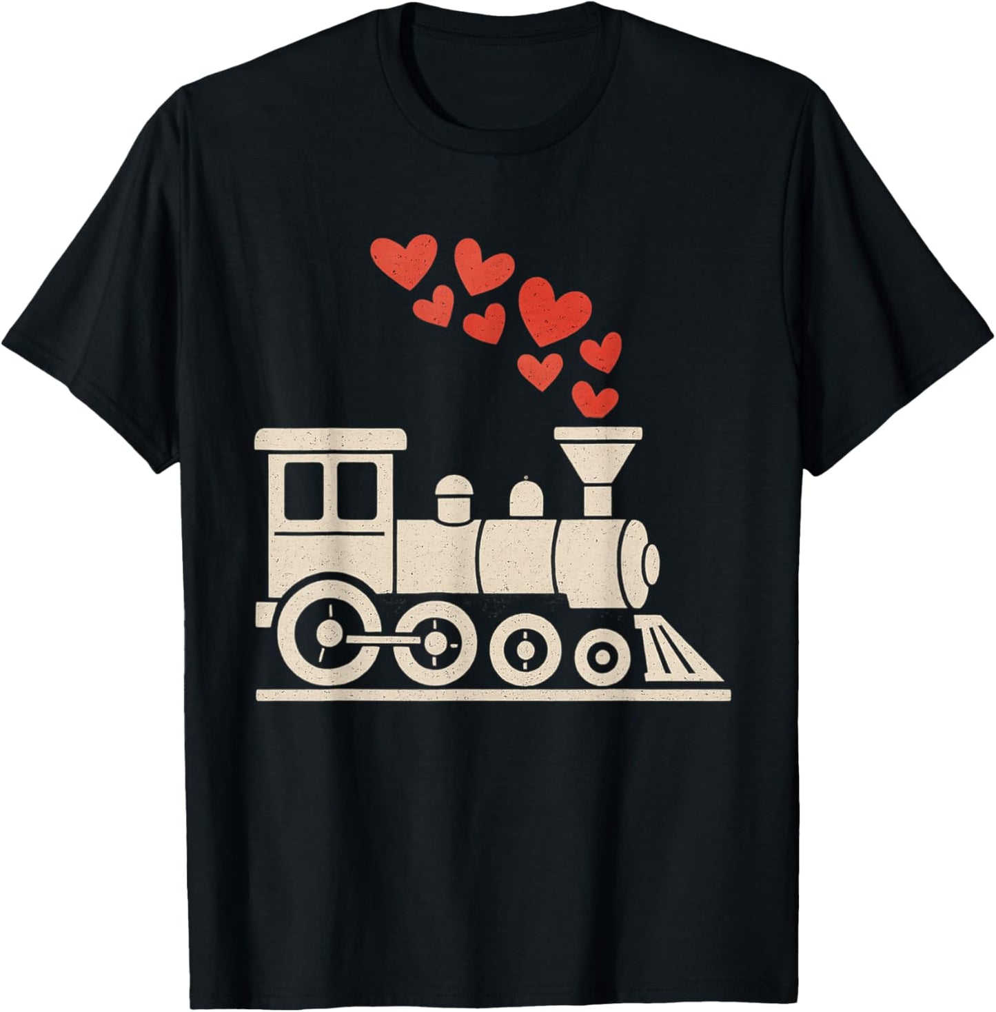 Kids Train Hearts Valentines Day Cute V Day Pajama Boys Kids T-Shirt - T-Shirt | Black