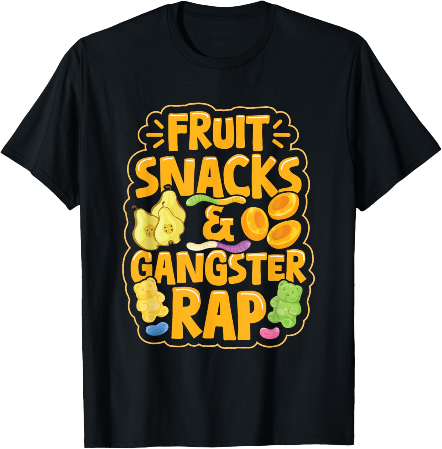Fruit Snacks & Gangster Rap T-Shirt - T-Shirt | Black