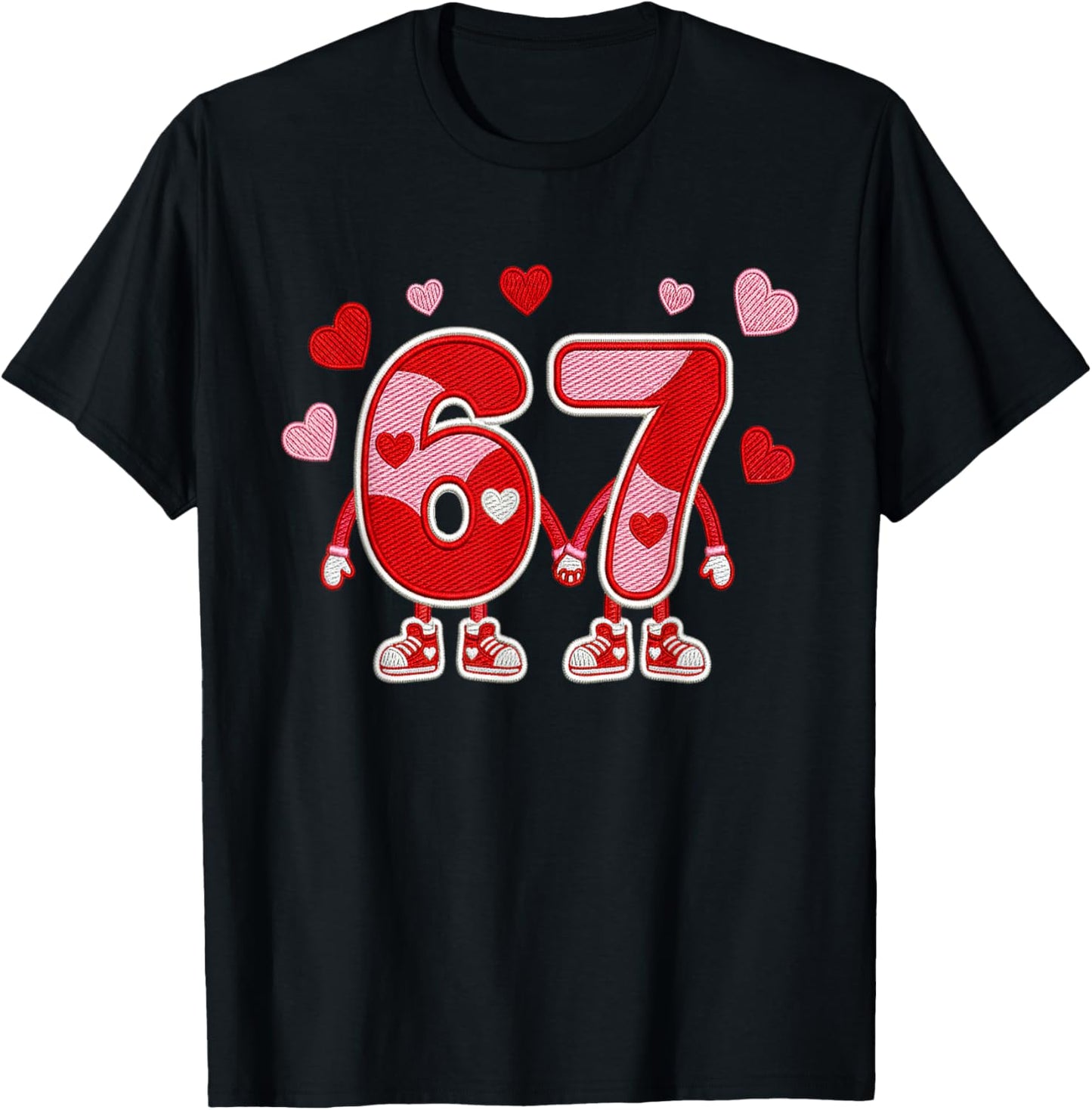 Valentine’s Day 67 Meme Six Seven 6 7 Valentine Heart Couple T-Shirt - T-Shirt | Black