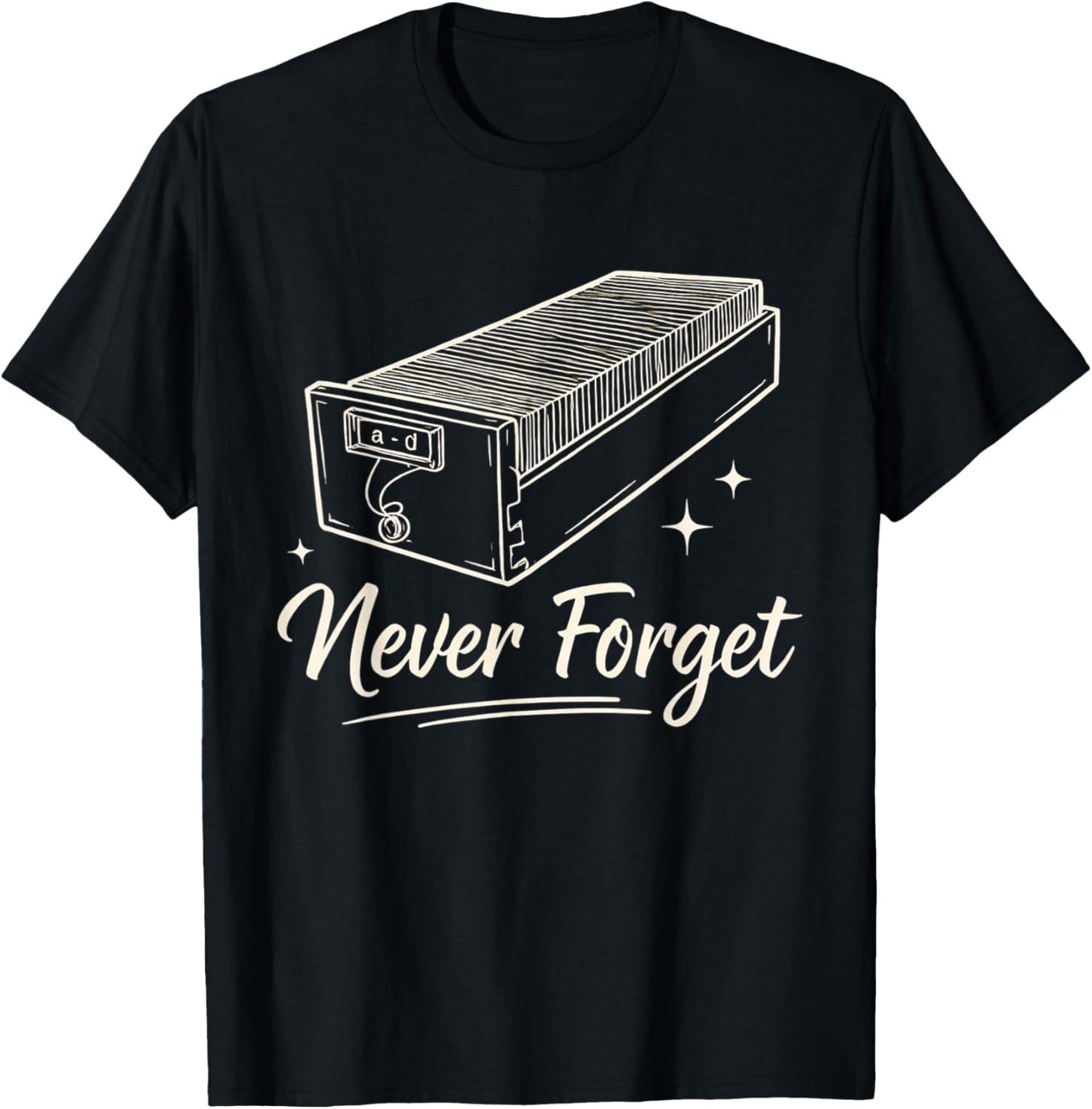 Never Forget Library Card Catalog Librarian Library Gifts T-Shirt - T-Shirt | Black