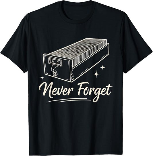 Never Forget Library Card Catalog Librarian Library Gifts T-Shirt - T-Shirt | Black