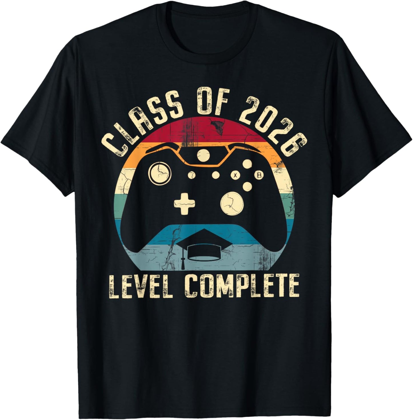Class of 2026 Level Complete Video Gamer Senior Graduation T-Shirt - T-Shirt | Black