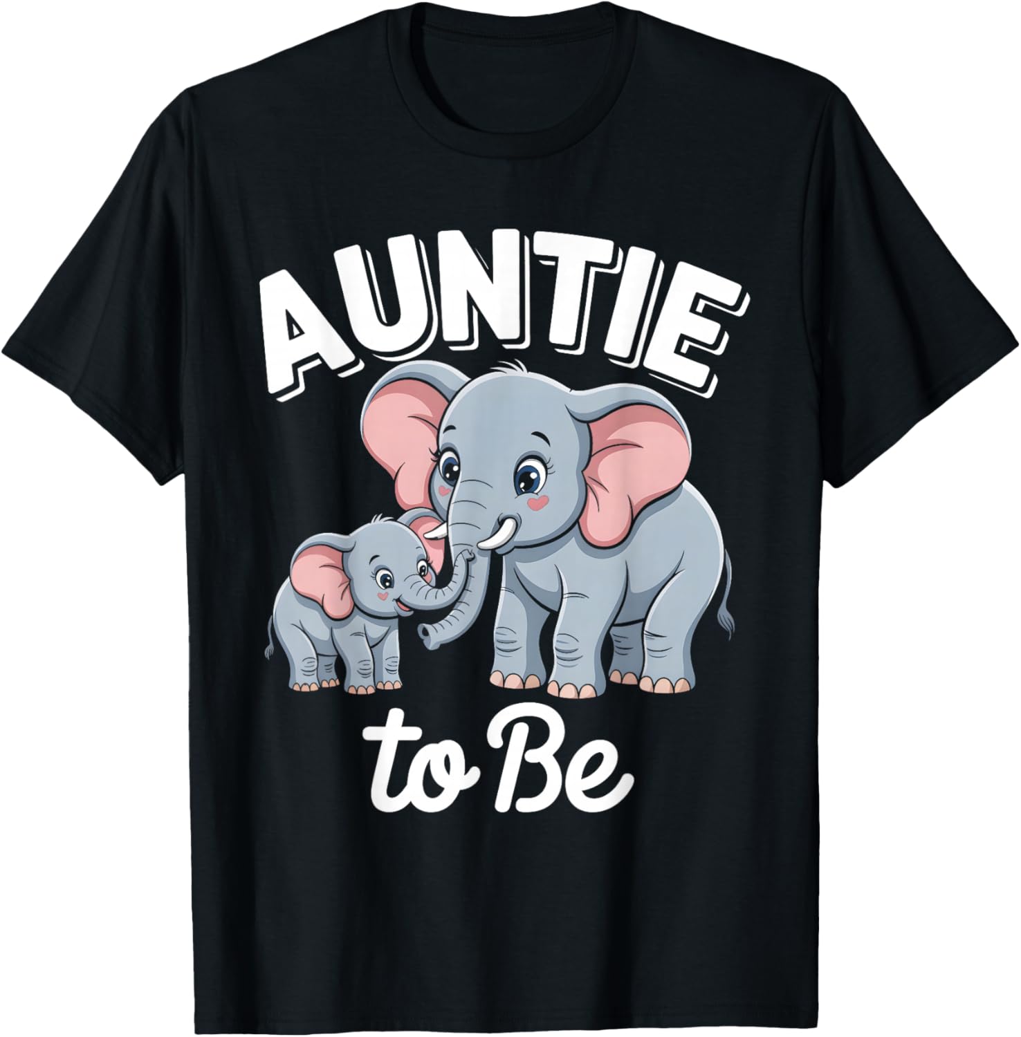 Auntie to Be Elephant Gender Reveal Baby Announcement Cute T-Shirt - T-Shirt | Black