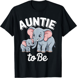 Auntie to Be Elephant Gender Reveal Baby Announcement Cute T-Shirt - T-Shirt | Black