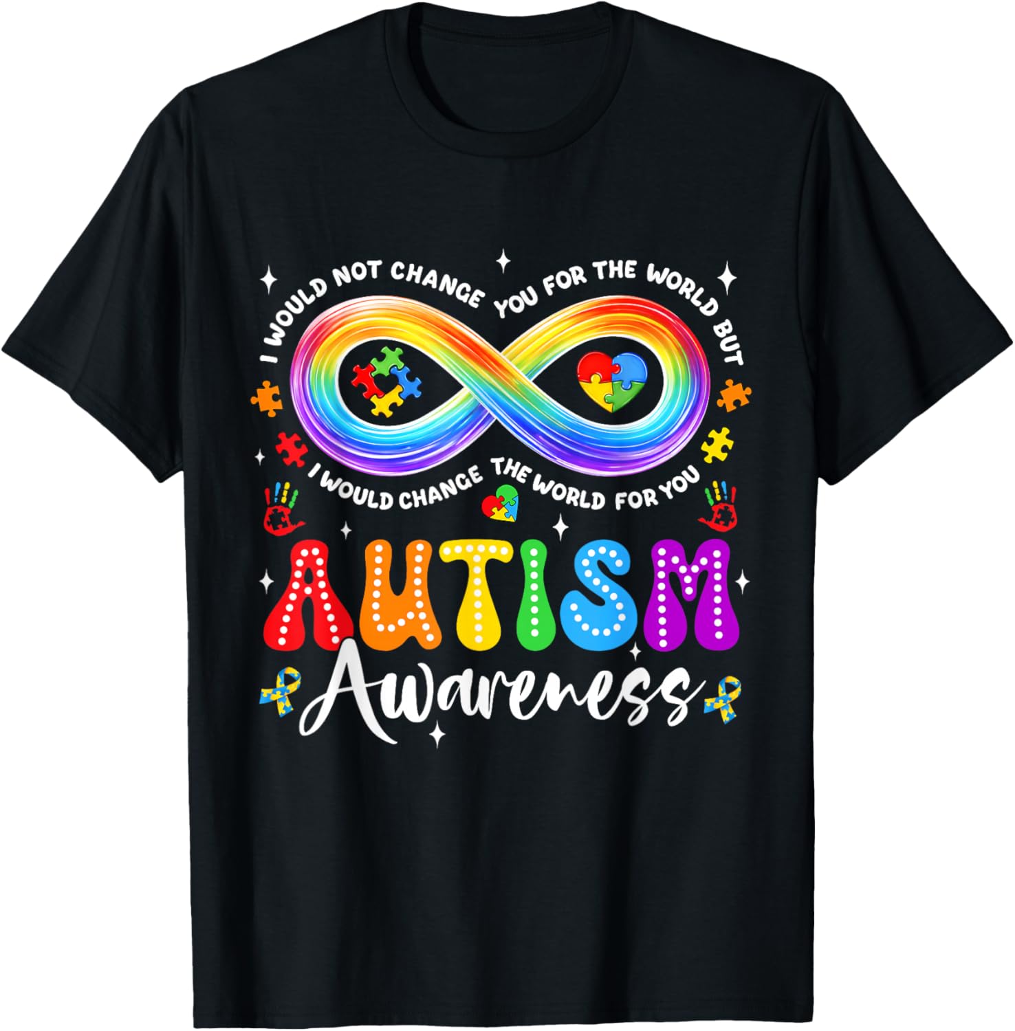 Autism Awareness Acceptance Rainbow Infinity Symbol Women T-Shirt - T-Shirt | Black