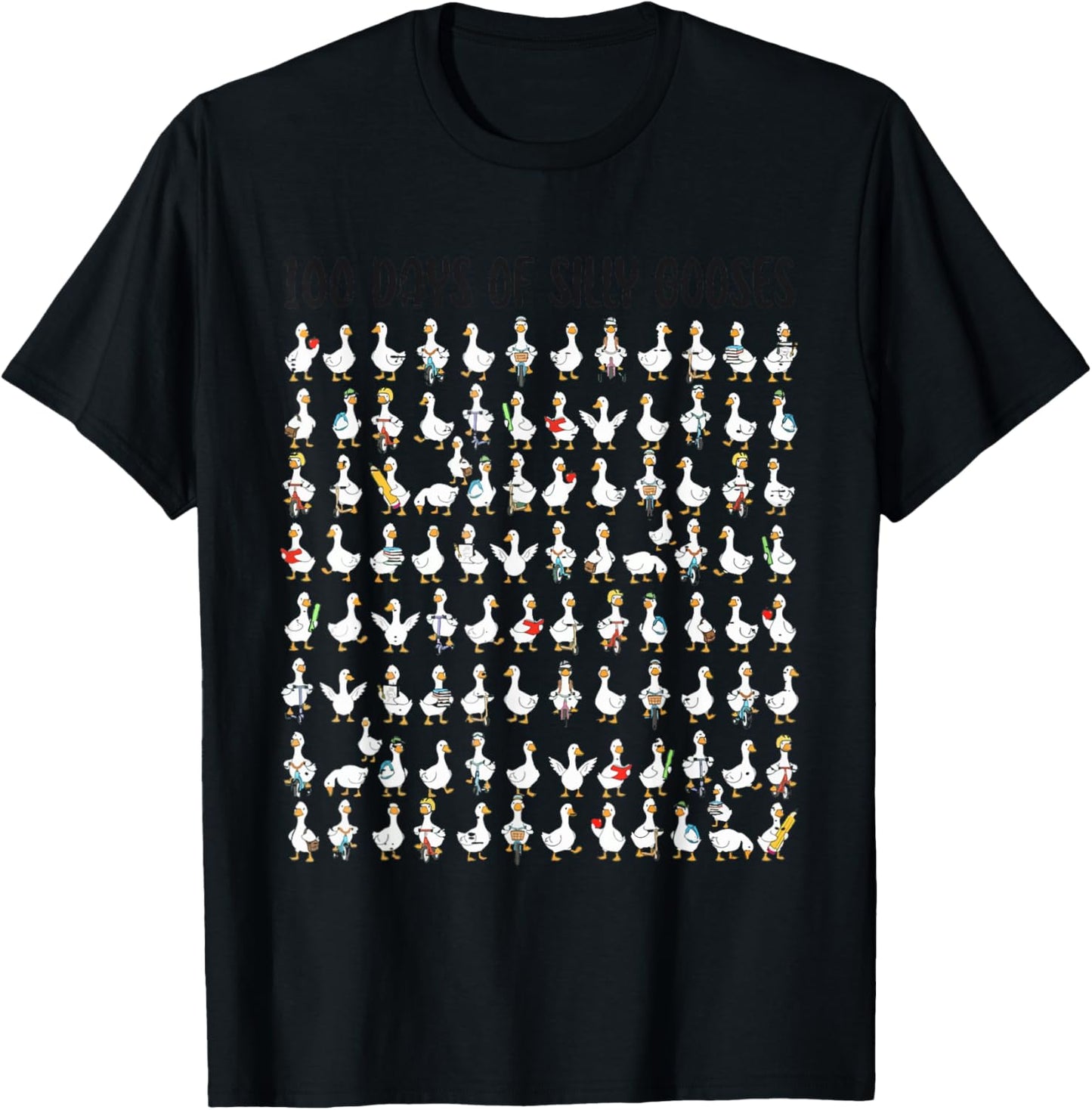 100 Days of Silly Gooses Happy 100th Day of School Teacher T-Shirt - T-Shirt | Black