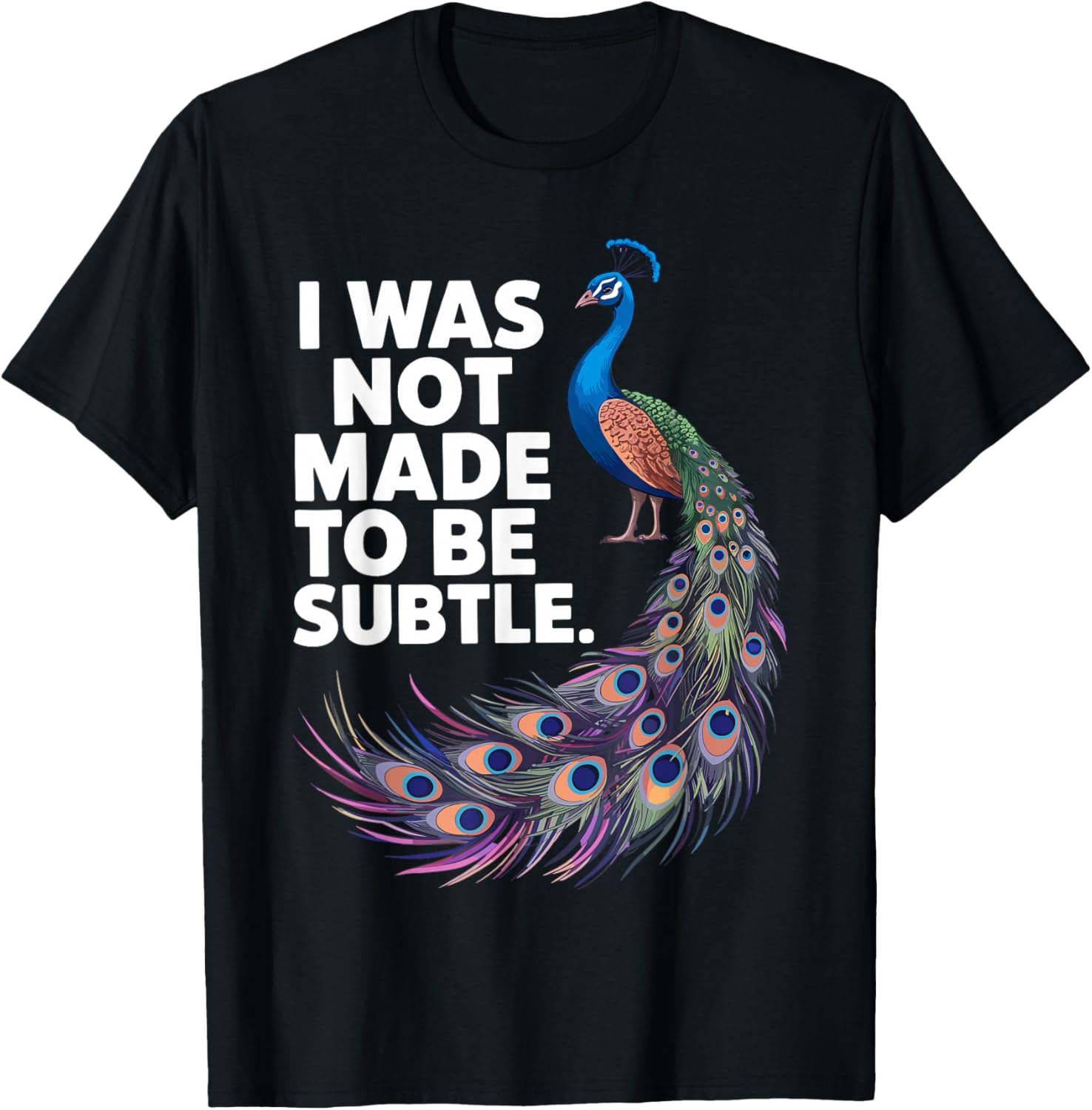 Funny Peacock Art Women Kids Peafowl Peacock Lover T-Shirt - T-Shirt | Black