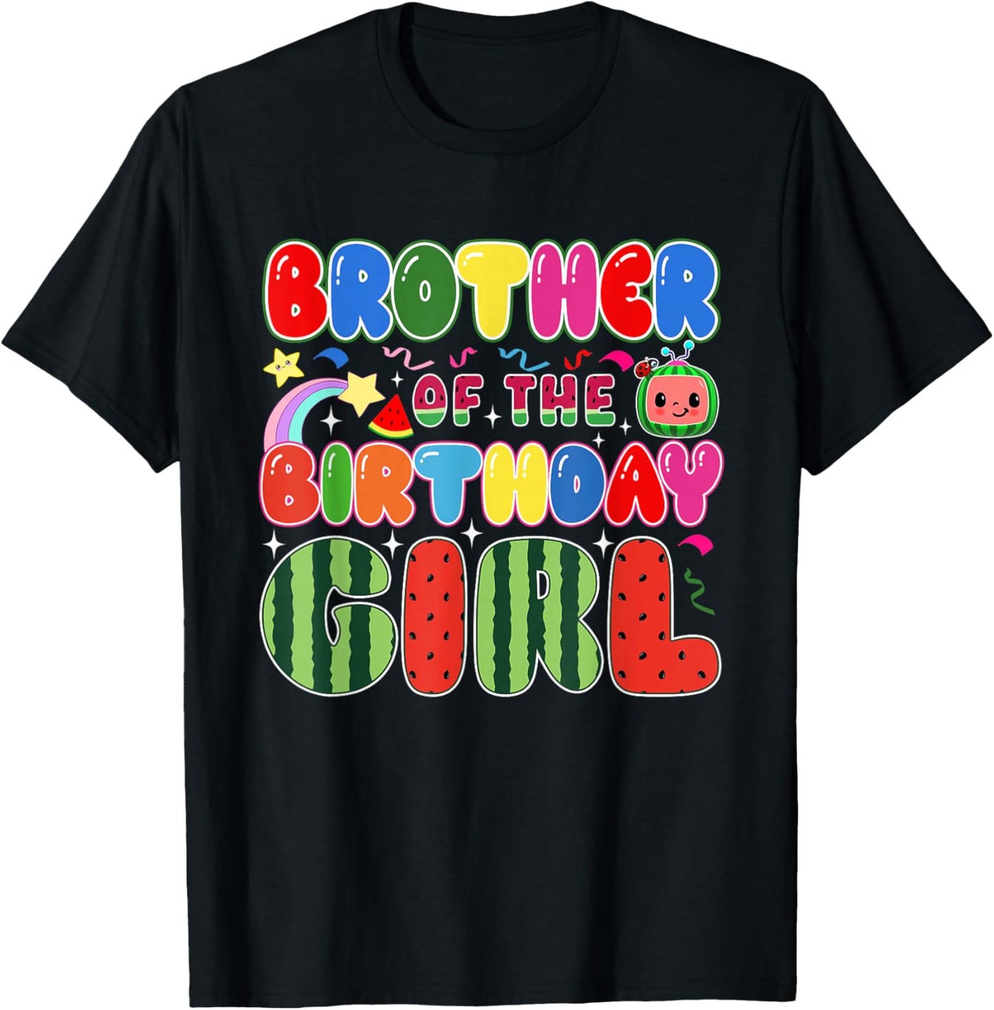 Brother of The Birthday Girl Melon Family Matching Funny T-Shirt - T-Shirt | Black