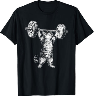 Funny Cat Gym, Cat Workout T-Shirt - T-Shirt | Black