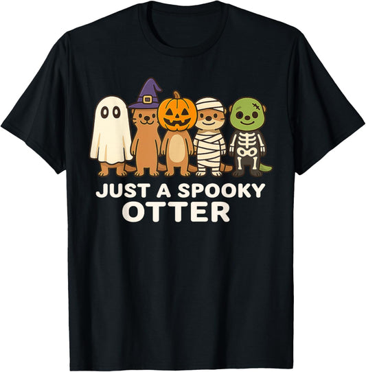 Just A Spooky Otter Halloween Costume Cartoon Design Gifts T-Shirt - T-Shirt | Black