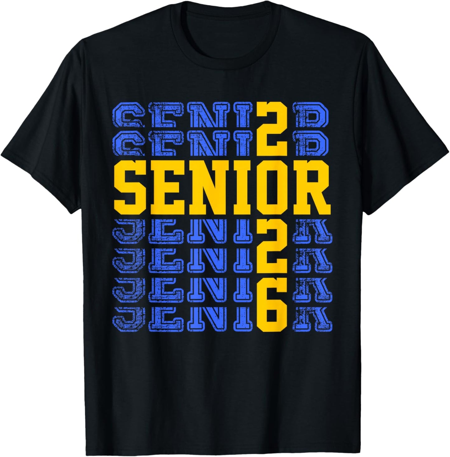 Senior 2026 Class of 2026 High School Graduation Gold Blue T-Shirt - T-Shirt | Black