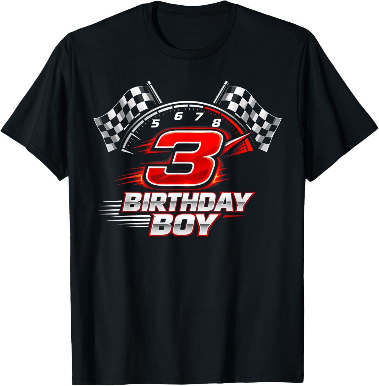 Race Car 3 Birthday Party Racing 3rd Bday Thee Year Old Boy T-Shirt - T-Shirt | Black