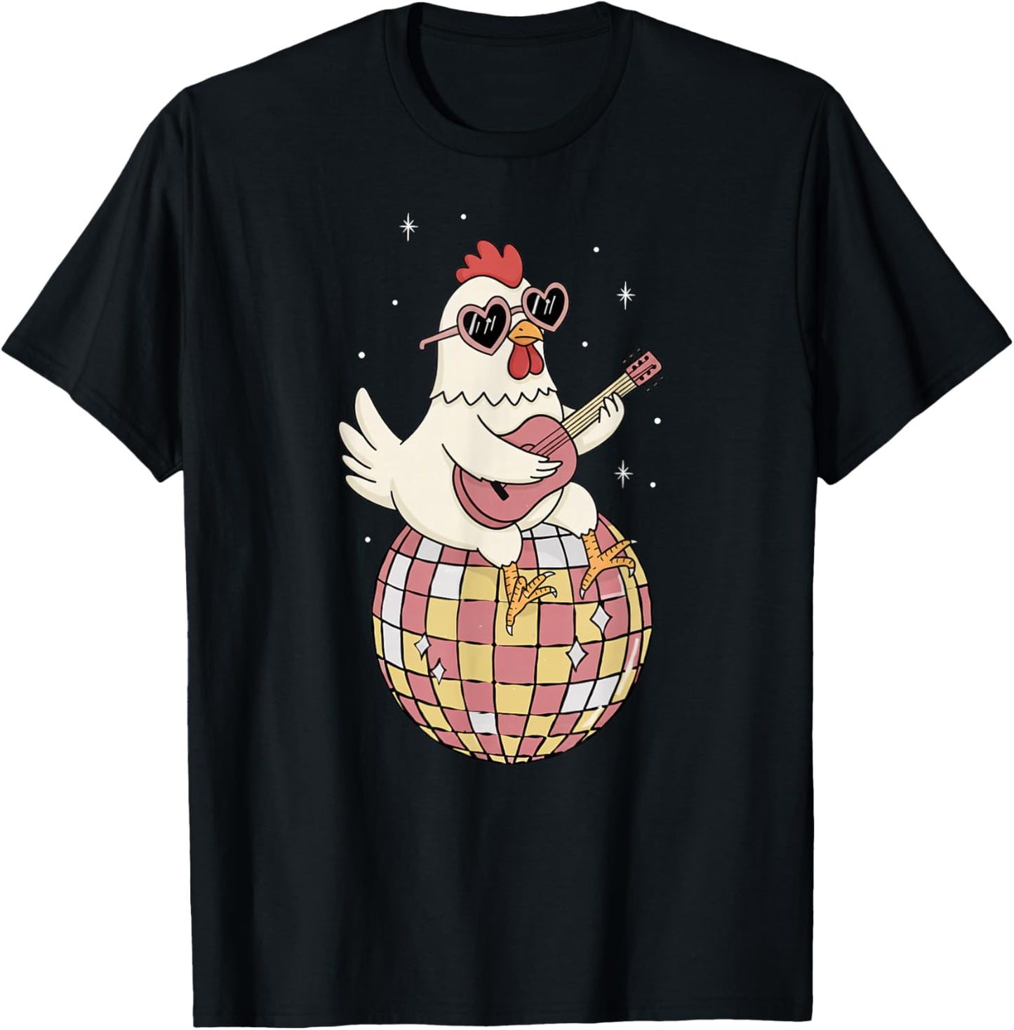 Funny Chicken Disco Dancing Ball Groovy Retro 80s Costume T-Shirt - T-Shirt | Black