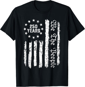 250 Anniversary USA 250th American Flag Patriotic 250 Years T-Shirt - T-Shirt | Black