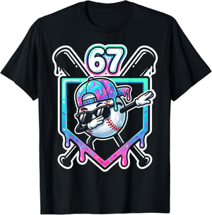 Baseball Ice Cream Drip 67 Player Dabbing Six Seven Boys T-Shirt - T-Shirt | Black