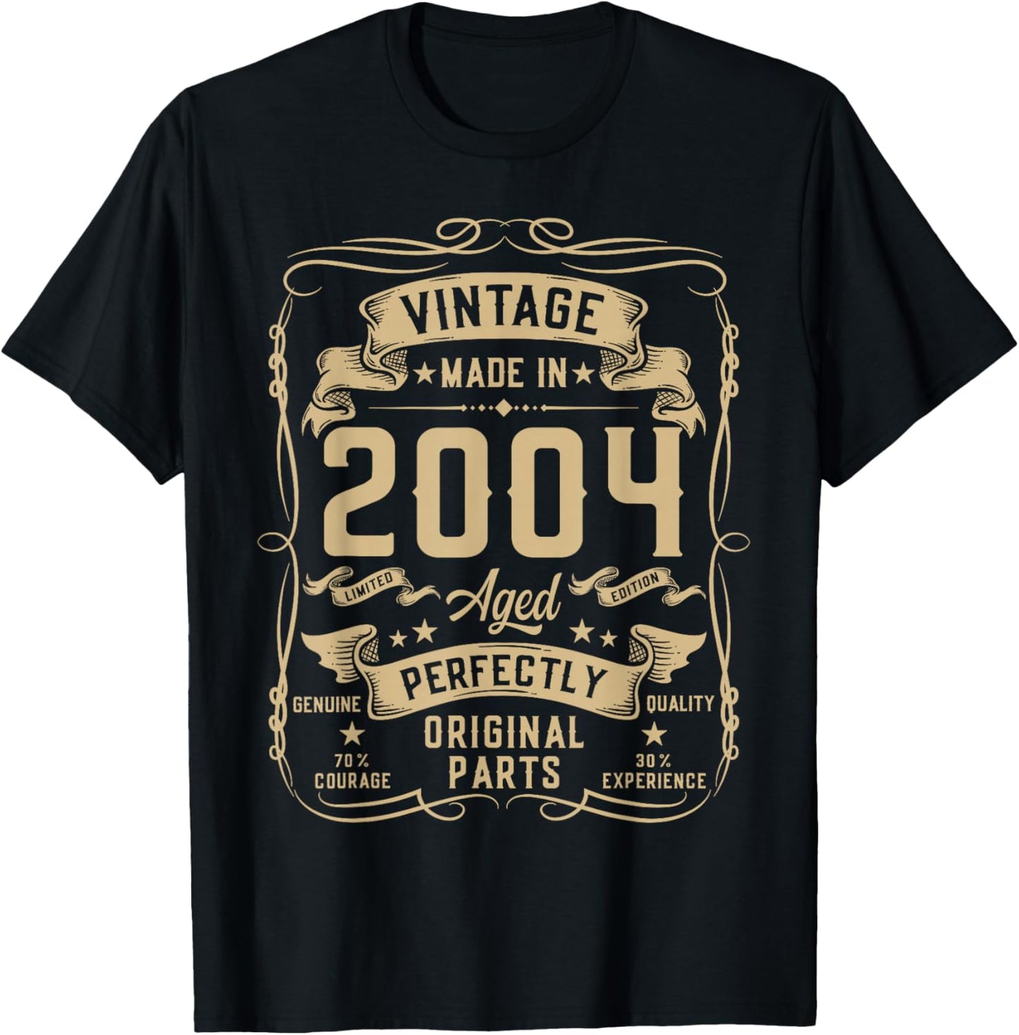 Vintage 2004 22yr 22nd Birthday Gifts 22 Years Old T-Shirt - T-Shirt | Black
