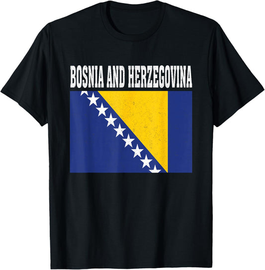 Bosnia and Herzegovina Flag Patriotic National Souvenir T-Shirt - T-Shirt | Black