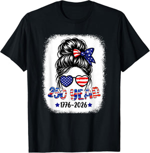 250 Years American 1776 2026 250th 4th July Women Kids Girl T-Shirt - T-Shirt | Black
