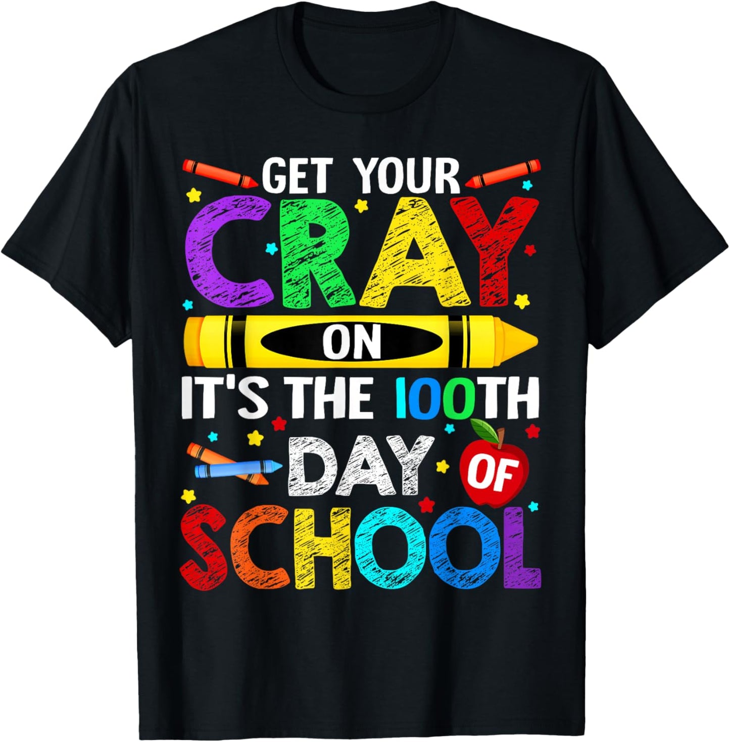 Get Your Crayon It is The 100th Day of School 100 Day Boy Gi T-Shirt - T-Shirt | Black