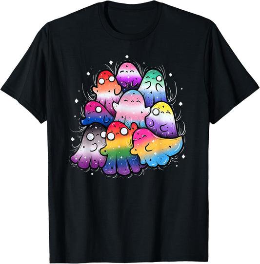 Funny Ghost Rainbow LGBT Lesbian Gay Bisexual Trans Pride T-Shirt - T-Shirt | Black