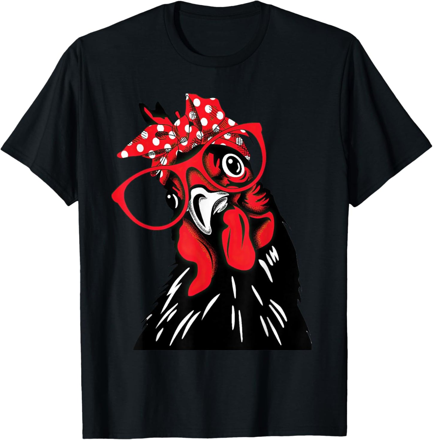 Funny Retro Chicken with Glasses Bandana Country Humor T-Shirt - T-Shirt | Black