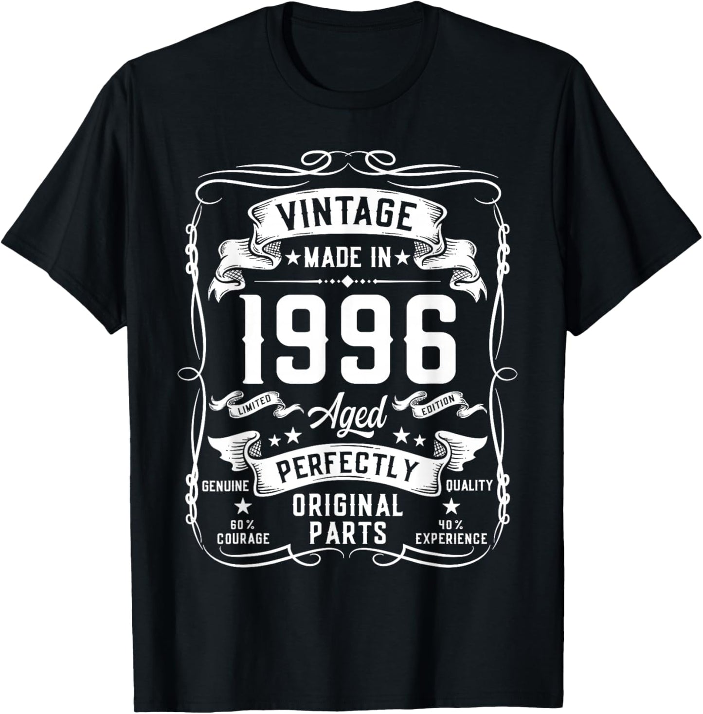 Vintage 1996 30yr 30th Birthday Gifts 30 Years Old T-Shirt - T-Shirt | Black
