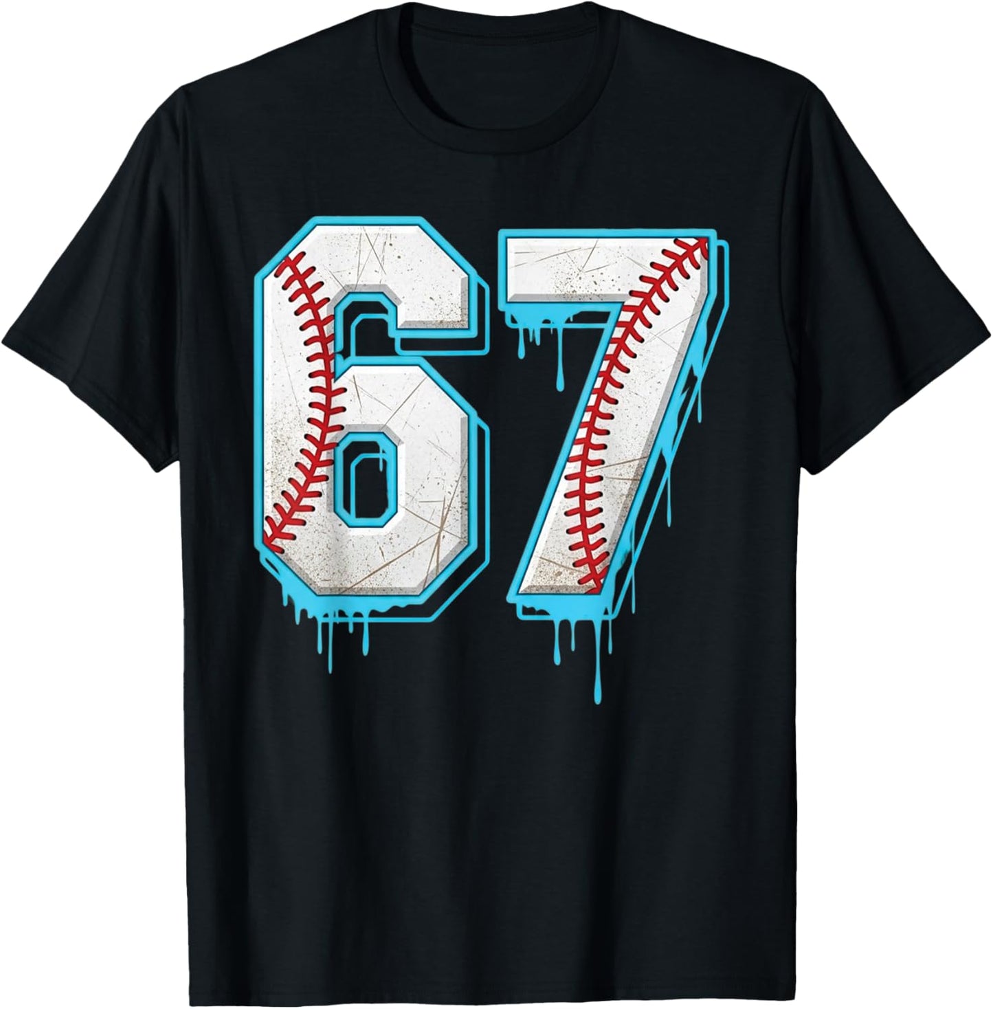 67 Baseball Drip Six Seven Funny 6 7 Meme for Boys Kids T-Shirt - T-Shirt | Black