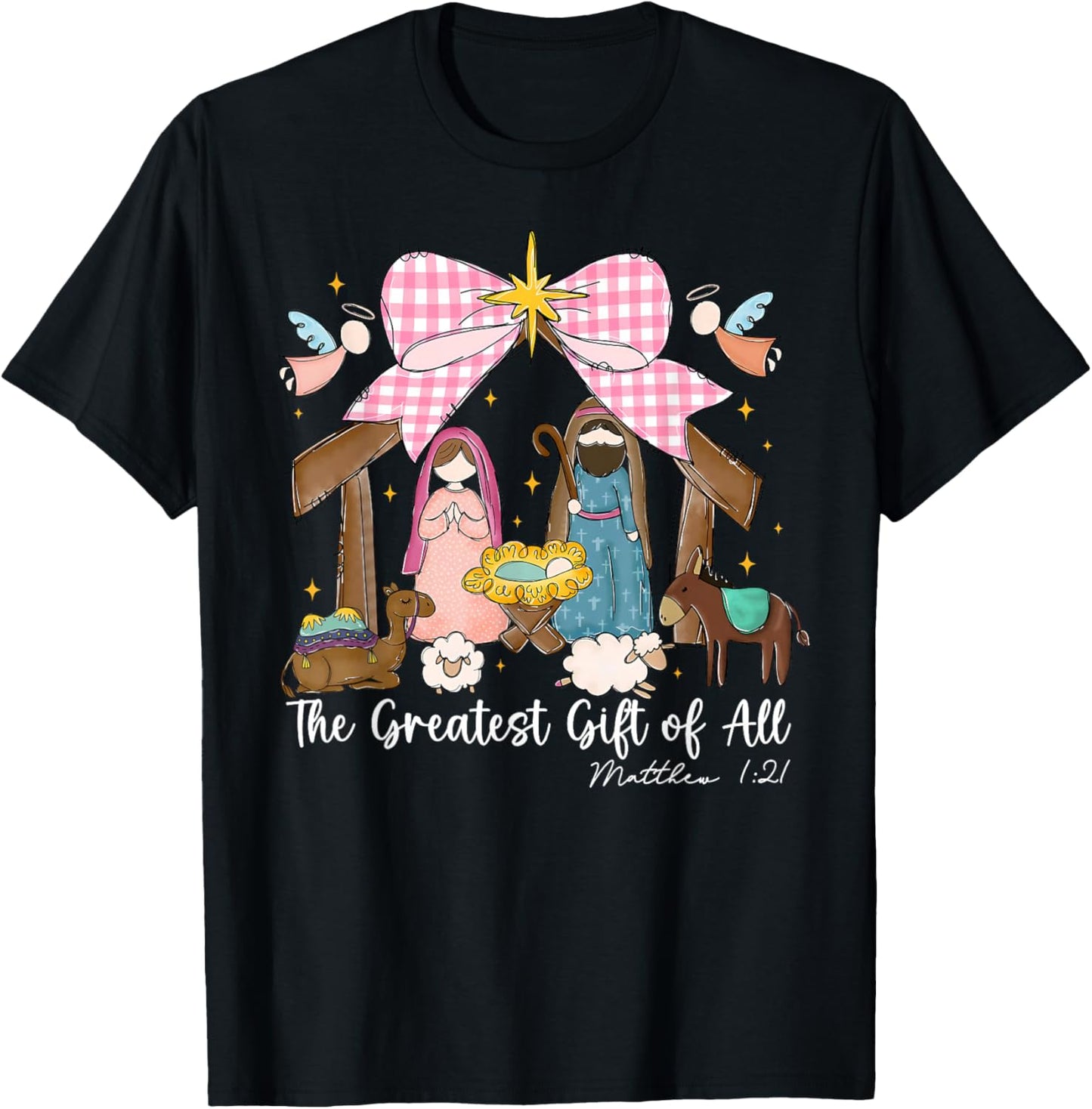 The Greatest Gift of All Jesus Christian Holiday Christmas T-Shirt - T-Shirt | Black